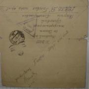 Письмо-треугольник, отправленное с фронта бойцом <br />Орловым В.А. <br />Письмо адресовано матери - Орловой Марии Дмитриевне.